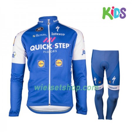 Kind Fietskleding (Wielershirt Lange Mouw + Fietsbroek Lang) 2017 Quick-Step Floors N001